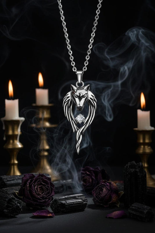 Titanium Steel Wolf Head Pendant Necklace for Men Sorceress Sanctuary