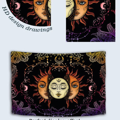 Sun and Moon Tapestry Wall Hanging for Room Decor