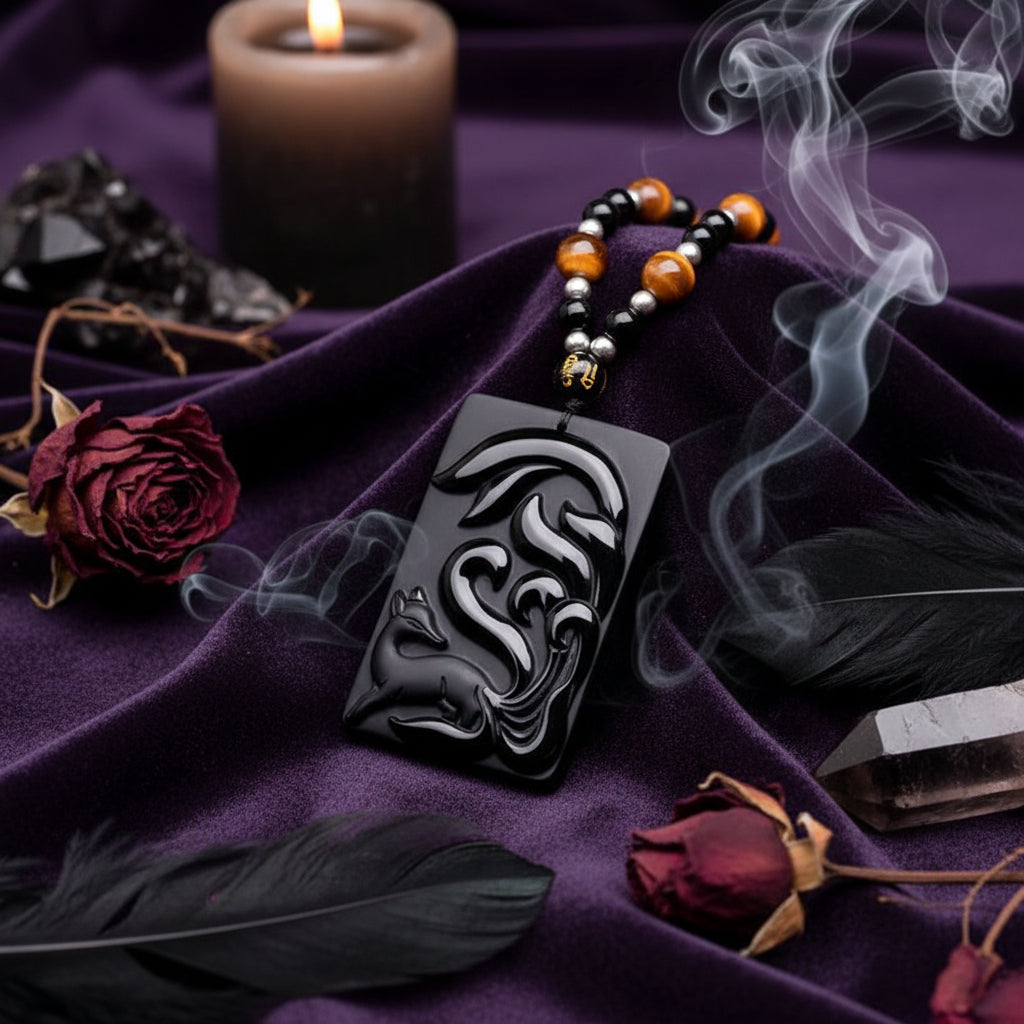 Obsidian Fox Necklace