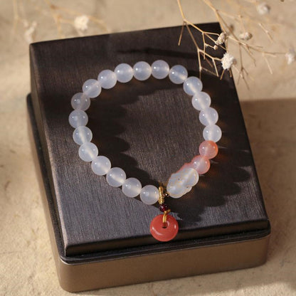 Natural Agate Bracelet with Peace Clasp Pendant