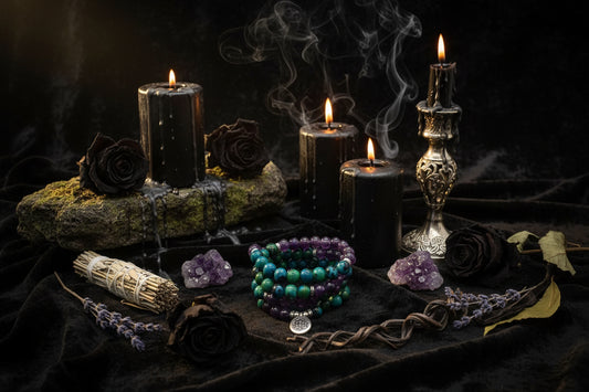 108 Beads Phoenix Bracelet - Sorceress Sanctuary Amethyst Phoenix 3D-Amethyst Phoenix Buddha-Echeveria imperialis-Style 1 Lotus-Redwood Buddha Pendant