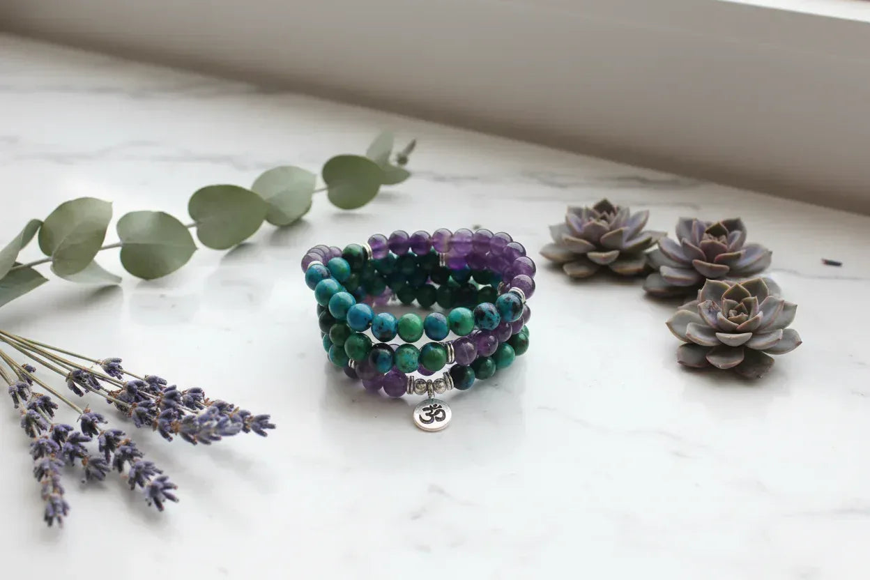108 Beads Phoenix Bracelet - Sorceress Sanctuary Amethyst Phoenix 3D-Amethyst Phoenix Buddha-Echeveria imperialis-Style 1 Lotus-Redwood Buddha Pendant