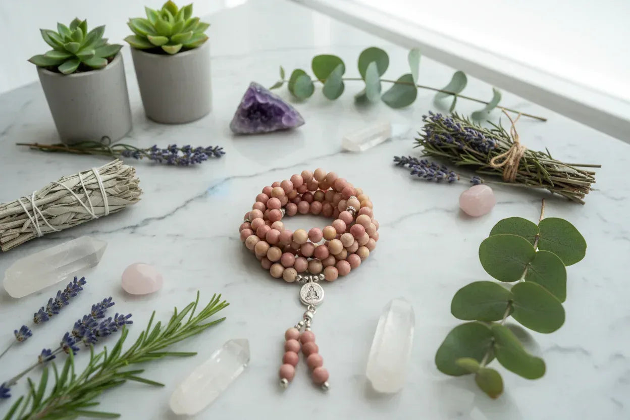 108 Beads Phoenix Bracelet - Sorceress Sanctuary Amethyst Phoenix 3D-Amethyst Phoenix Buddha-Echeveria imperialis-Style 1 Lotus-Redwood Buddha Pendant