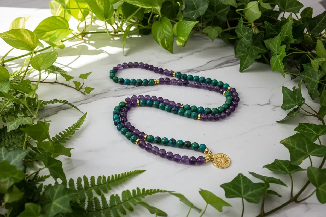 108 Beads Phoenix Bracelet - Sorceress Sanctuary Amethyst Phoenix 3D-Amethyst Phoenix Buddha-Echeveria imperialis-Style 1 Lotus-Redwood Buddha Pendant