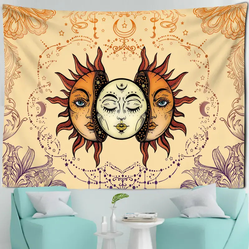 Sun and Moon Tapestry Wall Hanging for Room Decor