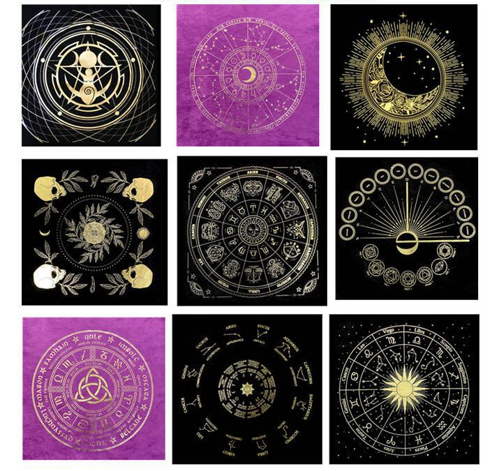 Pentagram Tarot Cloth with Velvet Print (Single Piece)