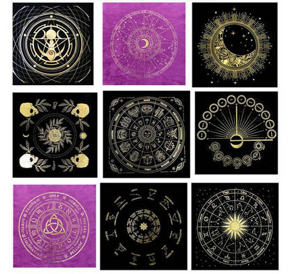 Pentagram Tarot Cloth with Velvet Print (Single Piece)