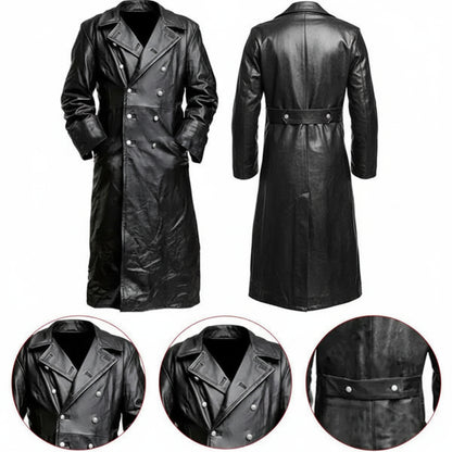 Retro Leather Trench Coat