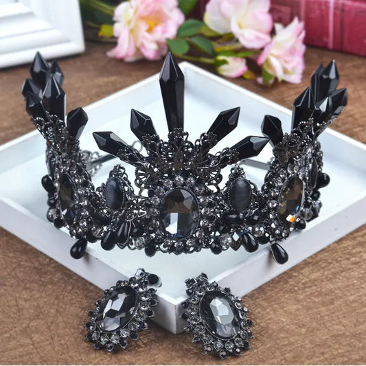 Baroque Crystal Pillar Bridal Crown