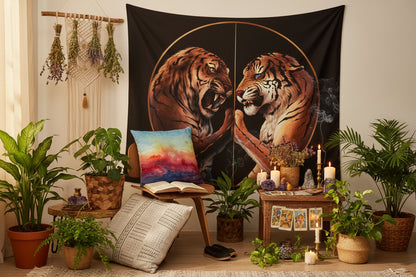 Tiger Battle Tapestry