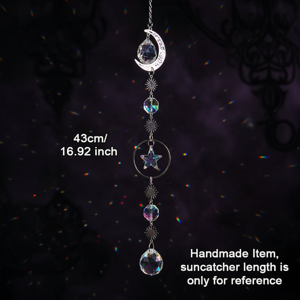 Decorative suncatcher with crystals on a plain background