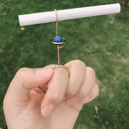Unisex Smoking Ring with Cosmic Design and Natural Stone