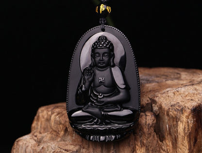 Obsidian Amitabha Pendant | Zodiac Luck