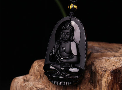 Obsidian Amitabha Pendant | Zodiac Luck