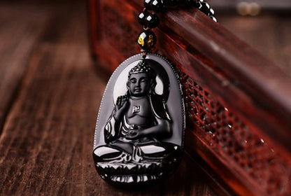 Obsidian Amitabha Pendant | Zodiac Luck
