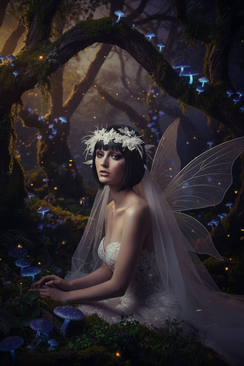 2024 Elegant Vintage Flower Feather Bridal Veil Sorceress Sanctuary