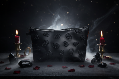 Black Skull PU Leather Makeup Bag for Travel Organizer Sorceress Sanctuary