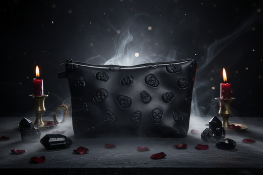Black Skull PU Leather Makeup Bag for Travel Organizer Sorceress Sanctuary