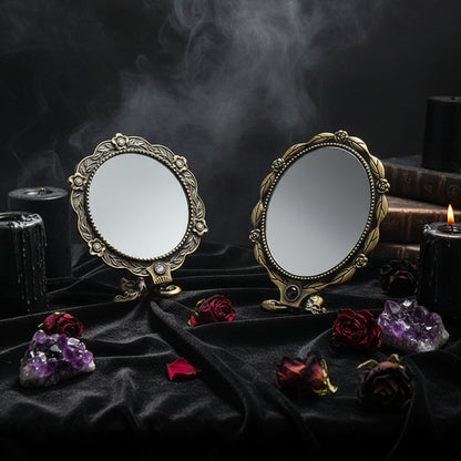 Retro Portable Handheld Metal Makeup Mirror Sorceress Sanctuary