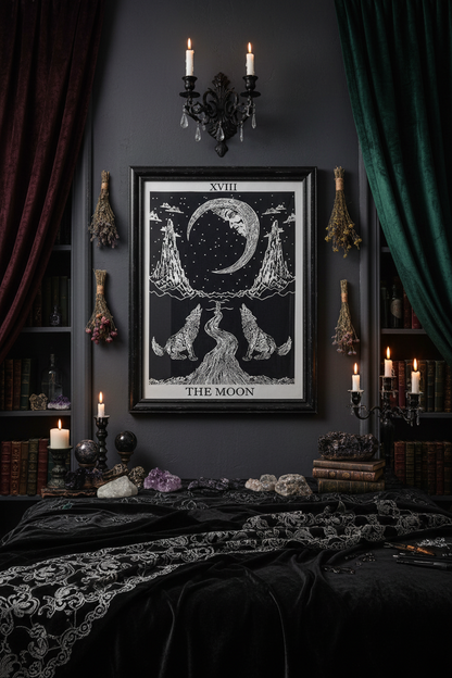 Wolf and Moon Tapestry Fabric for Home Decor Sorceress Sanctuary