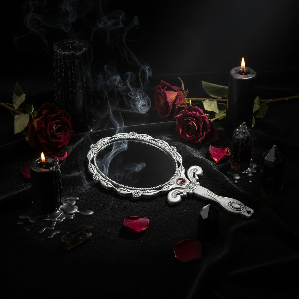 Retro Portable Handheld Metal Makeup Mirror Sorceress Sanctuary