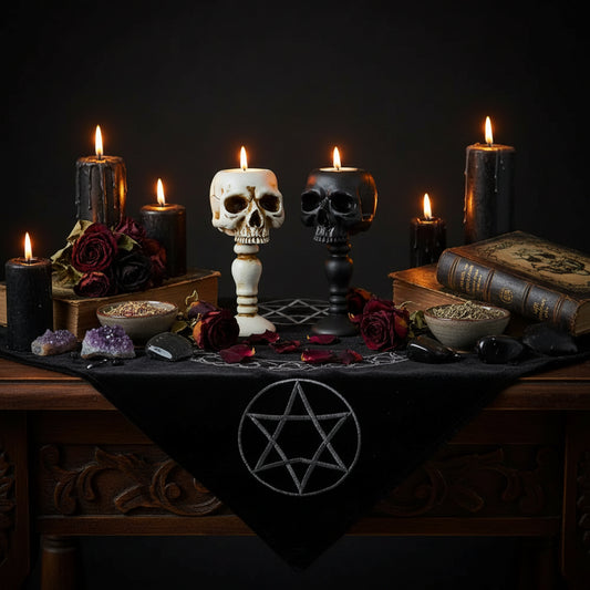 Black Standing Skull Decor Ornament for Halloween Party Sorceress Sanctuary