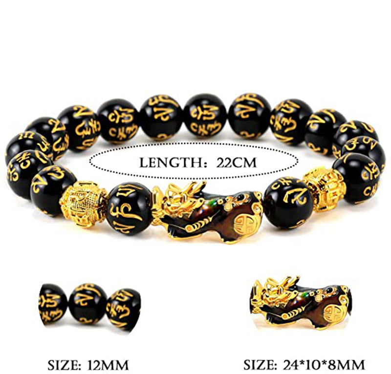 Obsidian Buddha Bead Bracelet | Wealth & Strength