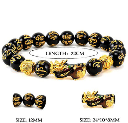 Obsidian Buddha Bead Bracelet | Wealth & Strength