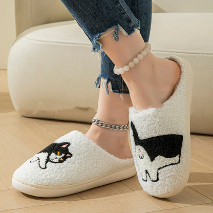 Black Cat Plush Slippers