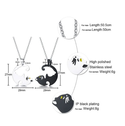 Mystic Feline Bond | Couple Cat Necklaces
