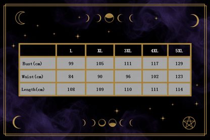 Size chart for clothing with measurements in centimeters across different sizes.