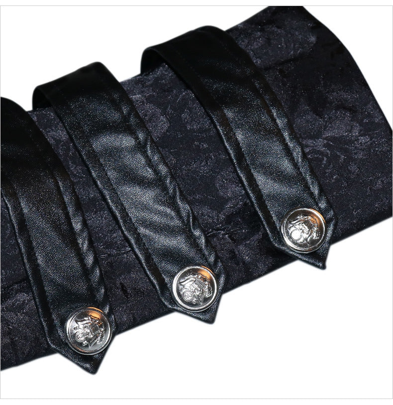Black Stand Collar | Leather Wiccan Coat