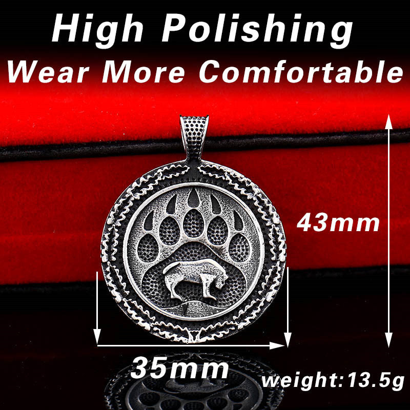 Viking Bear Paw Pendant Sweater Chain Necklace