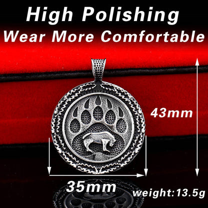 Viking Bear Paw Pendant Sweater Chain Necklace