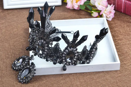 Baroque Crystal Pillar Bridal Crown