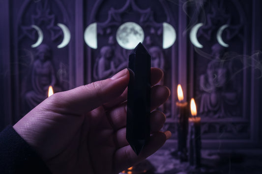 Black Obsidian | Double Point Column - Sorceress Sanctuary