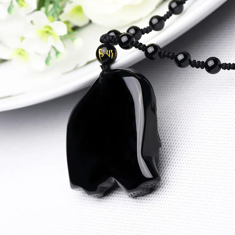 Obsidian Elephants Necklace