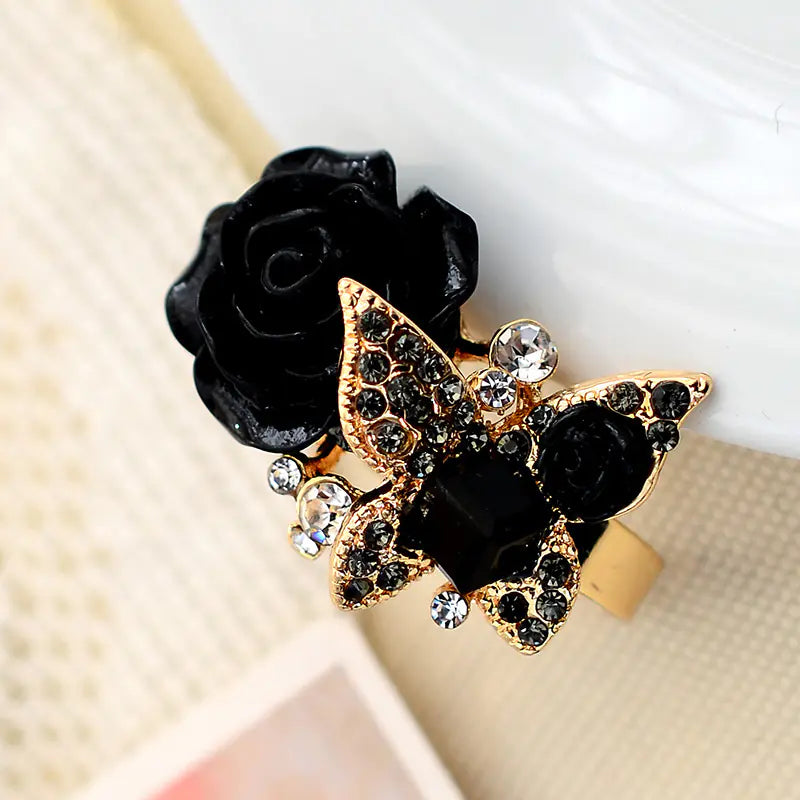 Crystal Rose Flower Ring