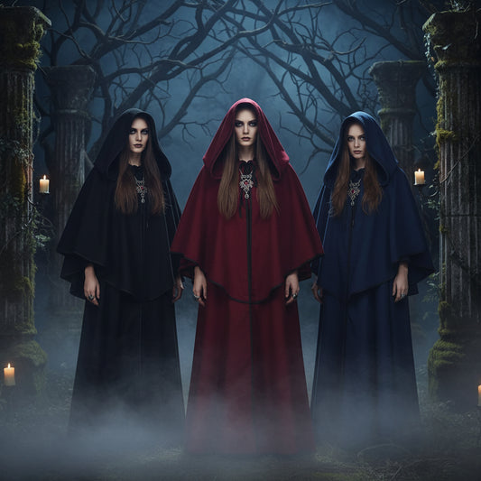 Medieval Hooded Cloak with Long Sleeves for Cosplay Sorceress Sanctuary