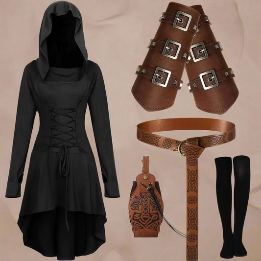 Complete 5 Pcs Hooded Robe
