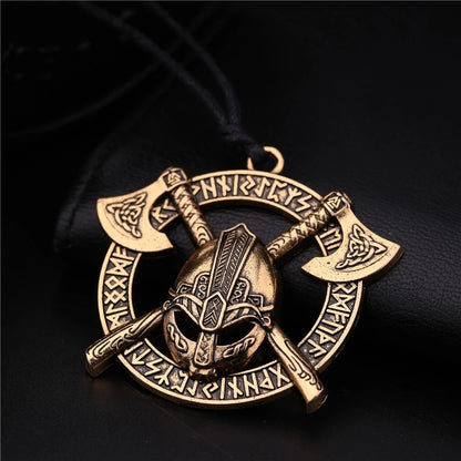 Viking Goat Pendant Necklace with Thor's Hammer Design