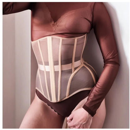 Summer Breathable Mesh Waist Corset with Steel Bones