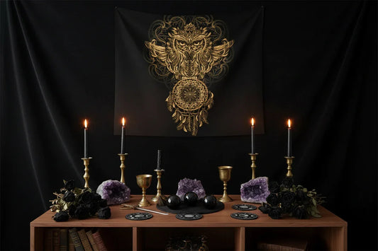 Golden Owl Tapestry - Sorceress Sanctuary