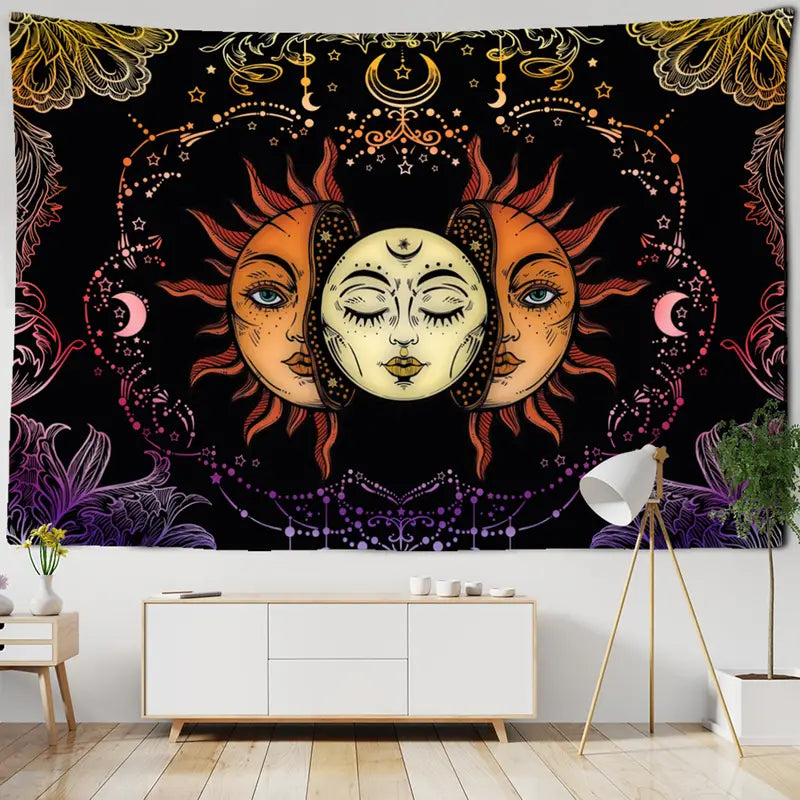 Sun and Moon Tapestry Wall Hanging for Room Decor