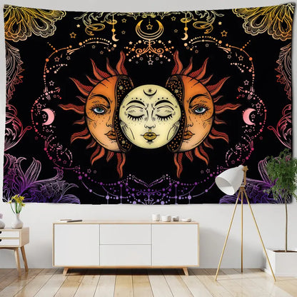 Sun and Moon Tapestry Wall Hanging for Room Decor