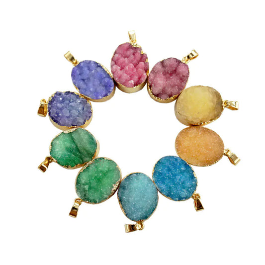 Natural Stone Crystal Cluster Pendant Necklace