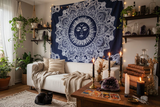 Blue Sun God Tapestry