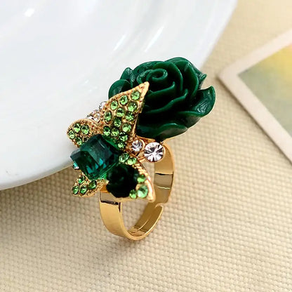 Crystal Rose Flower Ring