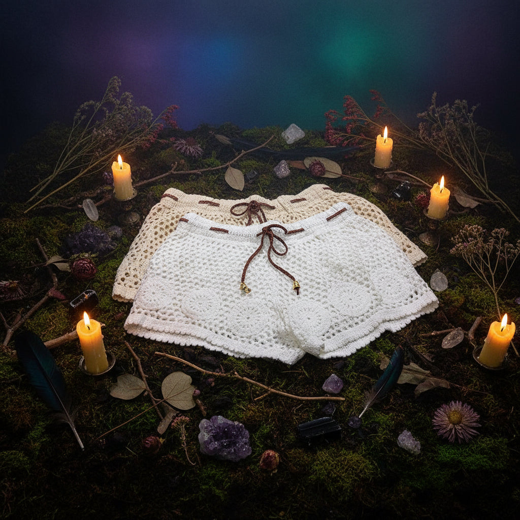 Ladies Crochet Cutout Knit Vacation Shorts Sorceress Sanctuary