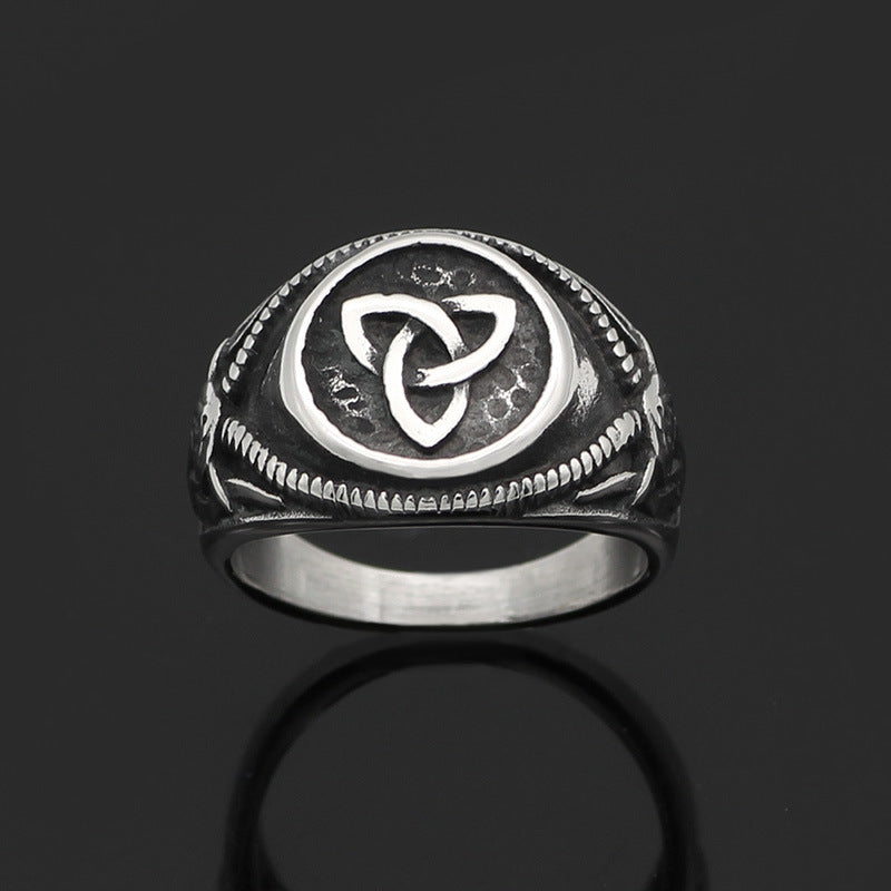 Vintage Stainless Steel Viking Irish Ring (Titanium)
